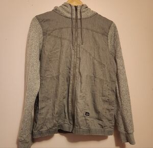 Volcom Mens Soft Denim And Feece Hooded Jacket 90s Vibe Size L EUC